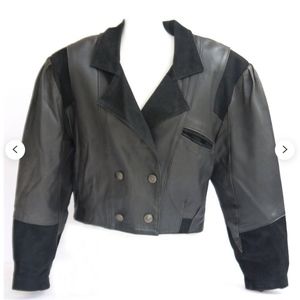 VINTAGE 1980s Double Breast Leather Biker Jacket